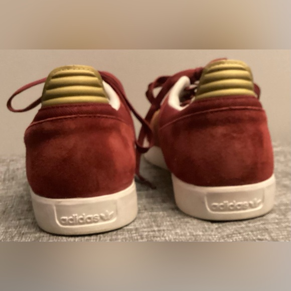 Size 11 - adidas Busenitz Adz Suede Cardinal Red Metallic Gold Stake Board Shoes - Picture 2 of 4